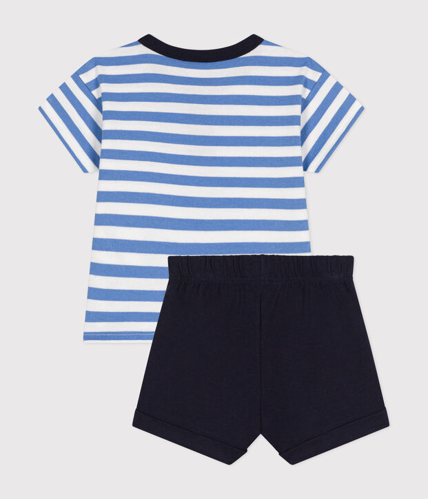 Babies' Jersey T-shirt and Shorts Set blue/white