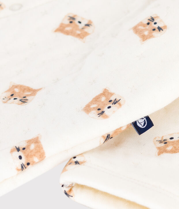 Babies' red panda-print cotton playsuit Ecru/multicolor