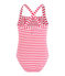 Stripy one-piece swimsuit with ruffle details. GEISHA pink/MARSHMALLOW white