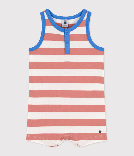 Babies' Striped Jersey Short Playsuit PAPAYE pink/MARSHMALLOW