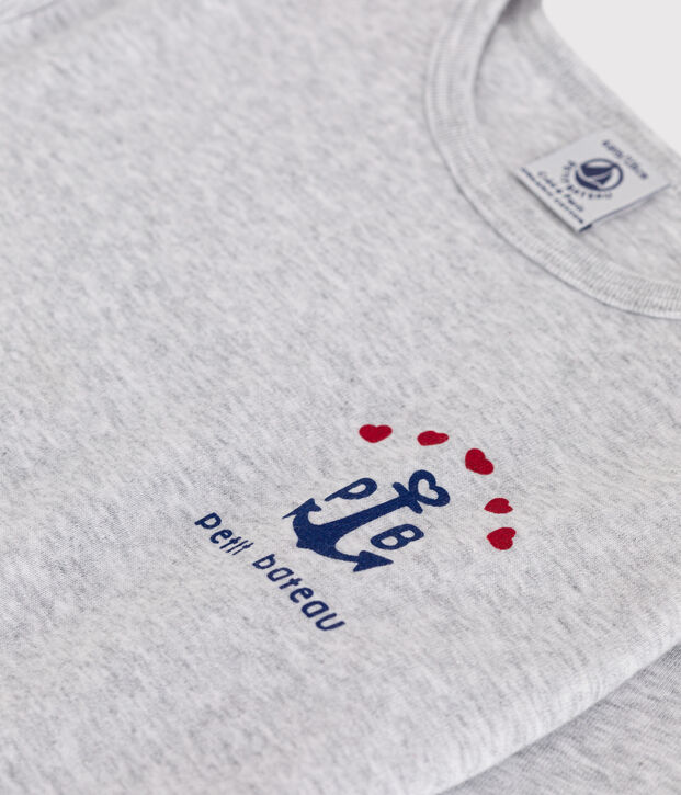 Girls' long-sleeved cotton T-shirt grey