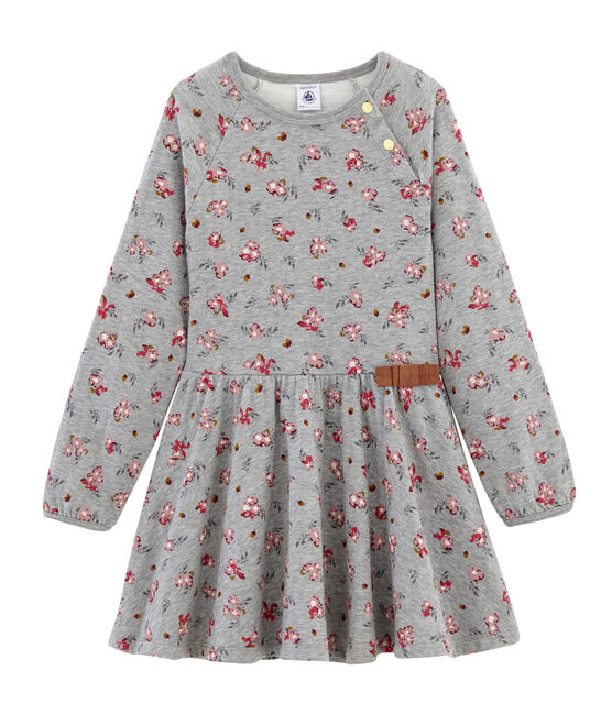 Girls' Print Dress BELUGA grey/MULTICO white