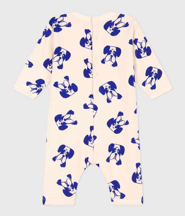 Babies' Patterned Fleece Jumpsuit Ecru/multicolor