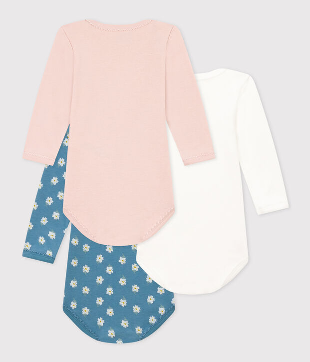 Babies' Floral Long-Sleeved Cotton Bodysuits - 3-Pack multicolor