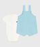 Newborn baby set with sun print cotton dungarees and a body AQUATIC blue