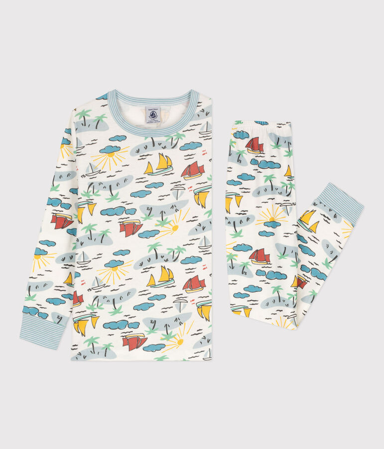 Children's Unisex Cotton Explorer Pyjamas white/multicolor