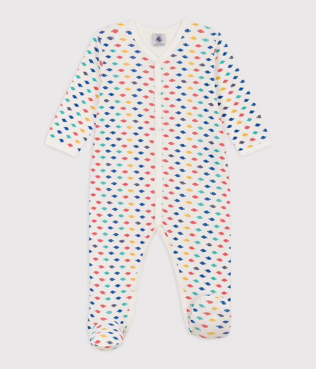 Sealife Themed Cotton Sleepsuit white/multicolor