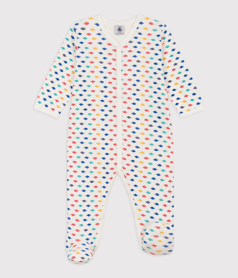 Sealife Themed Cotton Sleepsuit white/multicolor