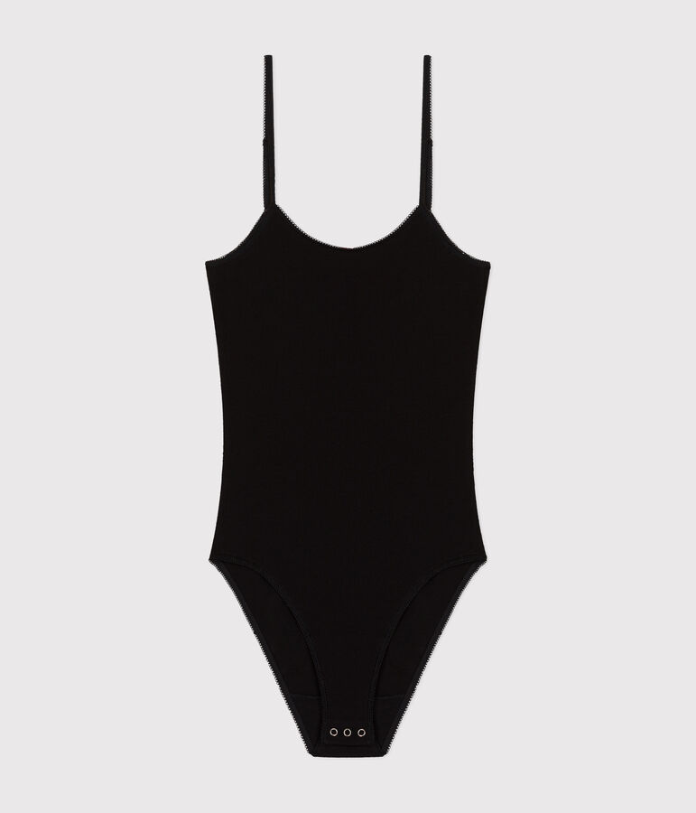 Women's Cotton and Elastane Bodysuit black