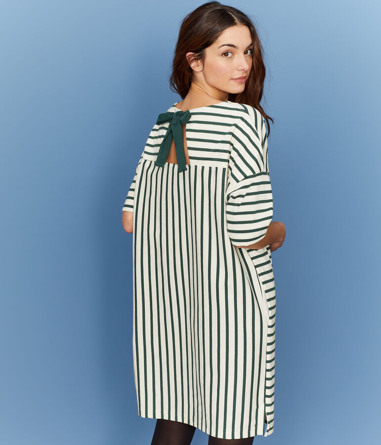 Women's Short-Sleeved Dress white/green