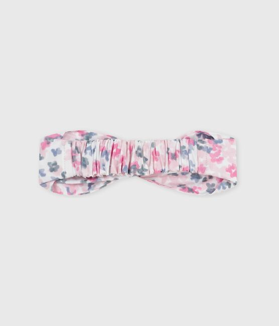 Babies' hairband in floral-print poplin CHARME pink/MULTICO white