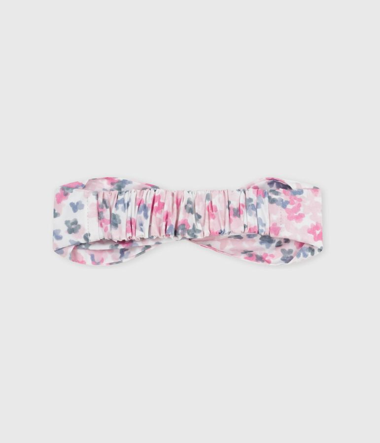 Babies' hairband in floral-print poplin pink/multicolor