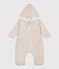 Babies' plain padded jumpsuit with a hood and feet MONTELIMAR CHINE beige