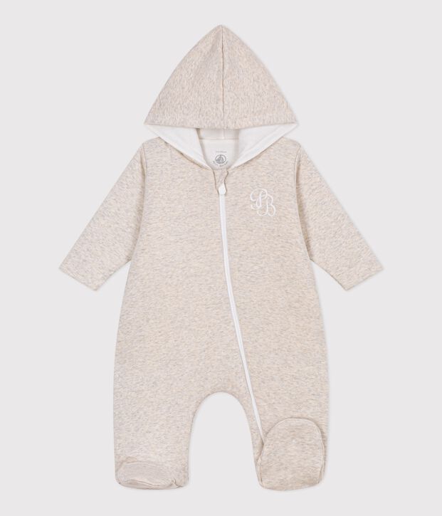 Babies' plain padded jumpsuit with a hood and feet MONTELIMAR CHINE