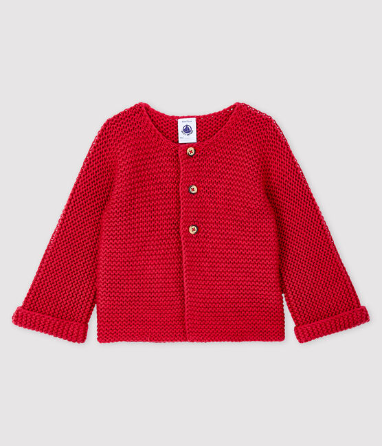 Baby girl's wool and cotton mix cardigan POPPY pink