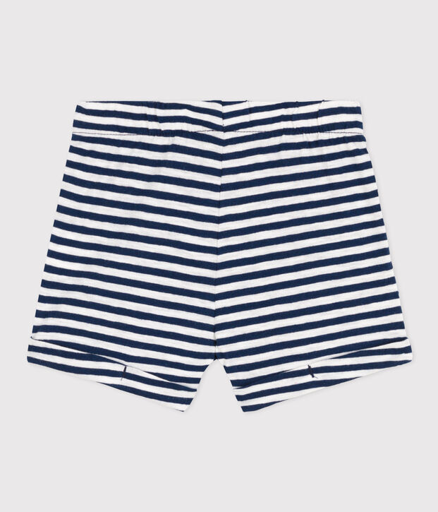 Babies' Stripy Slub Jersey Shorts blue/white