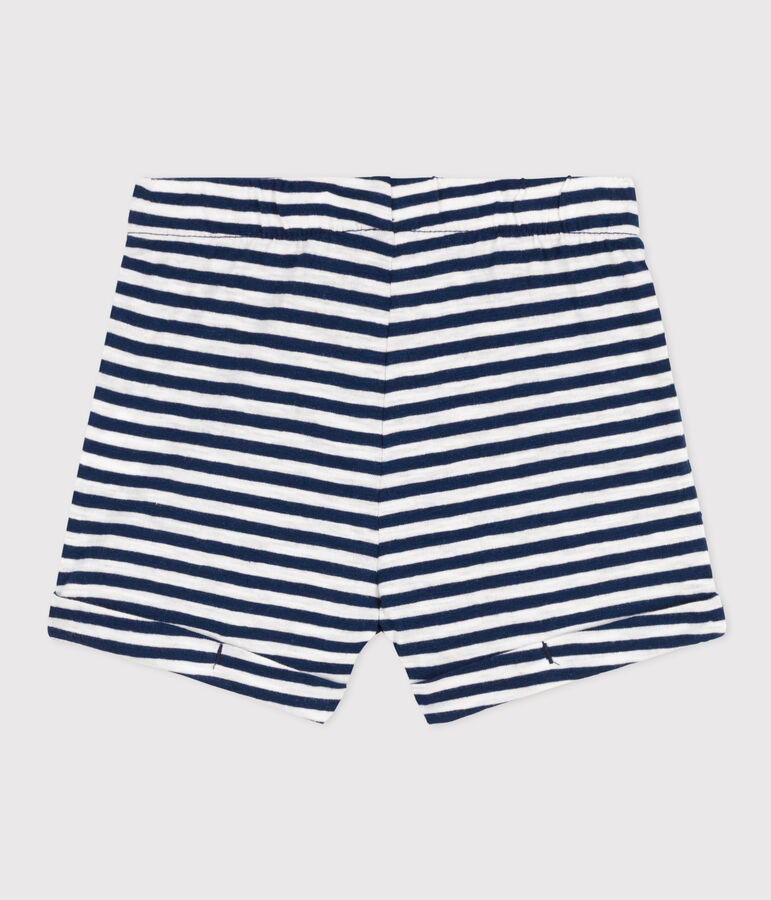 Babies' Stripy Slub Jersey Shorts blue/white