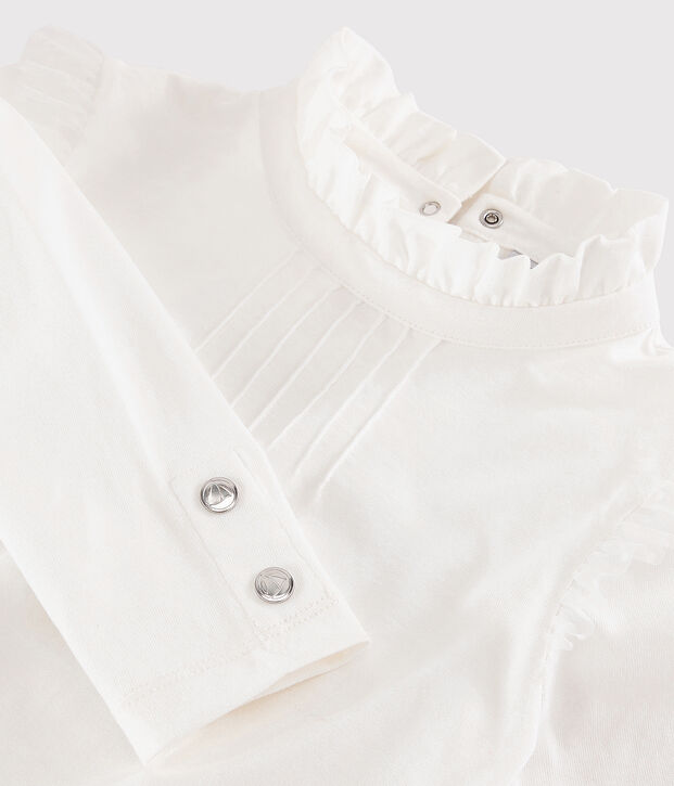 Girls' ruff collar T-shirt white