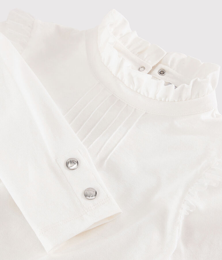 Girls' ruff collar T-shirt white