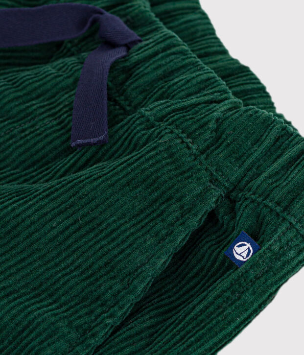 Children's plain corduroy cargo pants green