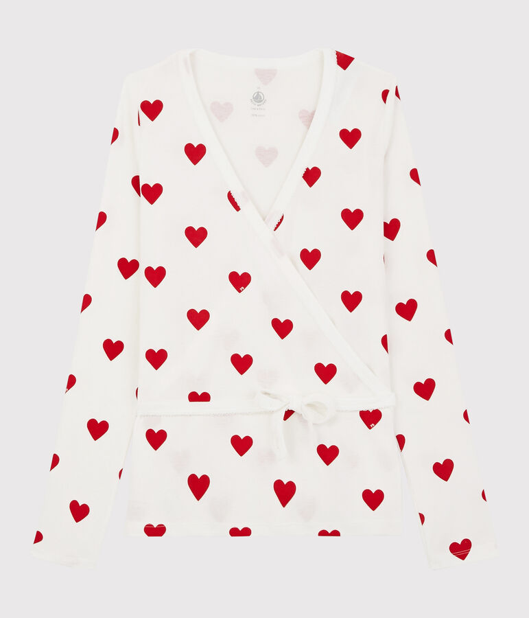 Women's Cotton Wrapover Cardigan white/red