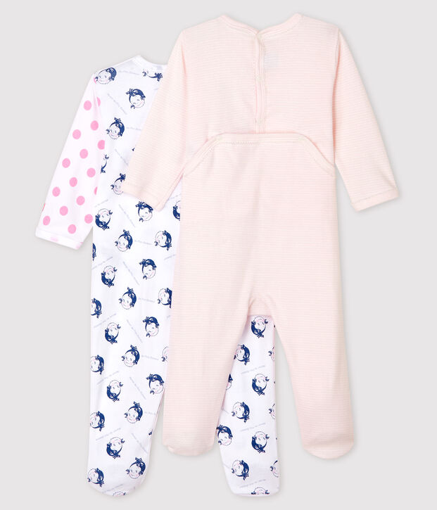 Baby Girls' Ribbed Sleepsuit - 2-Pack multicolor