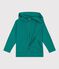 Children's plain zip-up cotton hoodie green