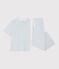 Women's wide-leg stripy cotton pyjamas grey/white