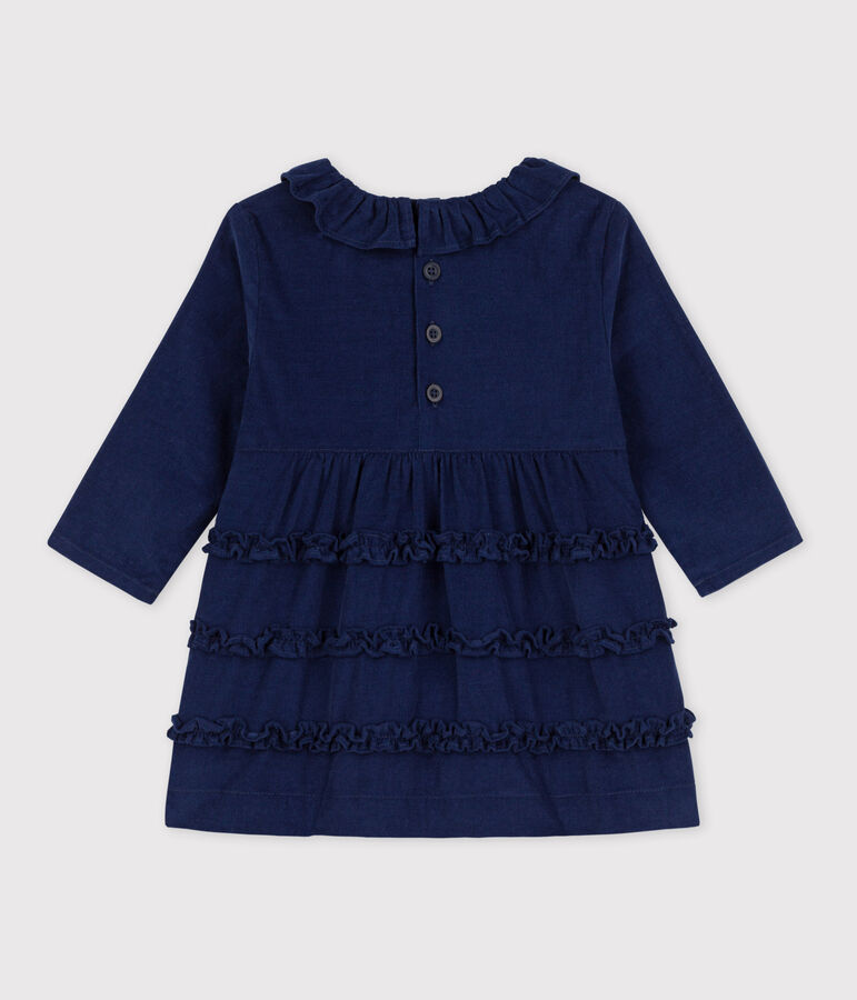 Babies' Long-Sleeved Super Fine Velour Dress blue