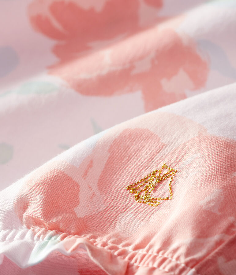 Print satin playsuit for baby girls VIENNE pink/MULTICO white