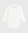 Babies' body with an embroidered collar and a message on the chest MARSHMALLOW /ADRIATIC