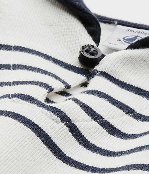 Baby boy's short-sleeved romper white/blue