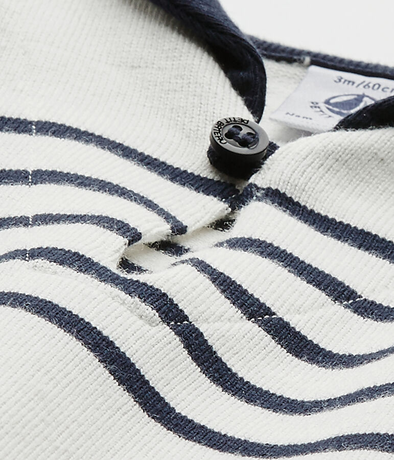 Baby boy's short-sleeved romper MARSHMALLOW white/SMOKING blue