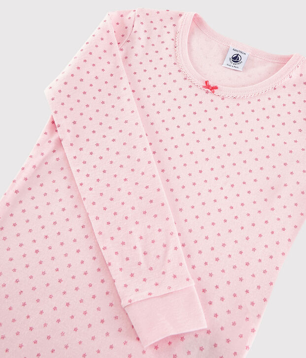 Girls' Snugfit Starry Cotton Pyjamas pink/orange/grey