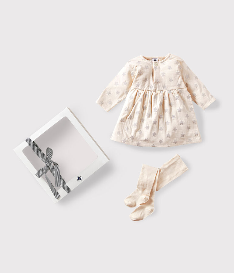 Babies' dress and tights gift set multicolor