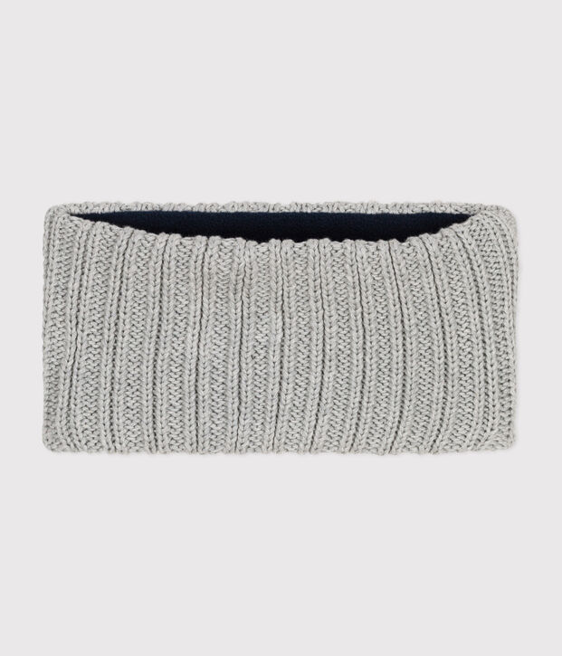 Babies' fleece-lined knitted snood grey