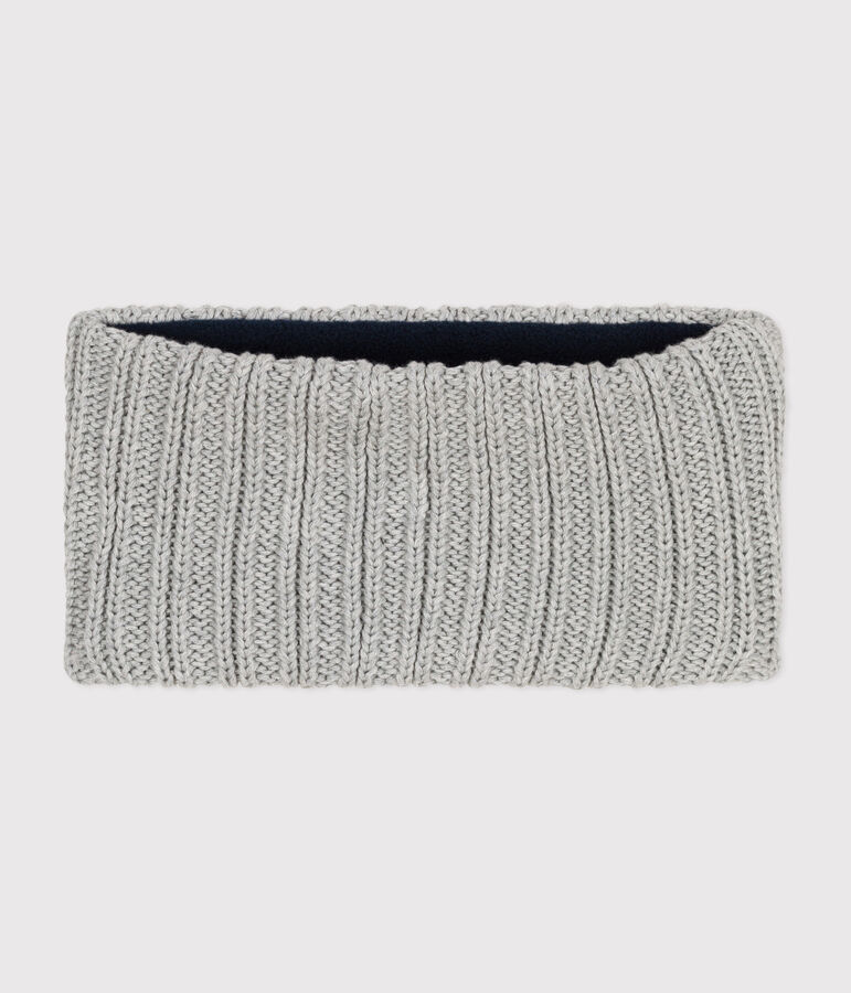 Babies' fleece-lined knitted snood grey