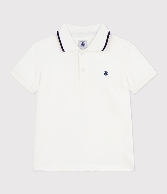 Children's short-sleeved cotton polo shirt MARSHMALLOW white