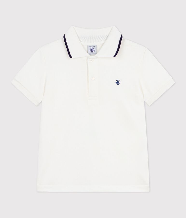 Children's short-sleeved cotton polo shirt white