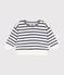 Babies' terry velour sweatshirt MARSHMALLOW white/SMOKING blue