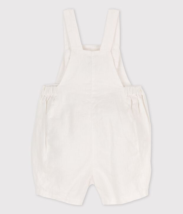 Babies' Linen Dungaree Shorts white