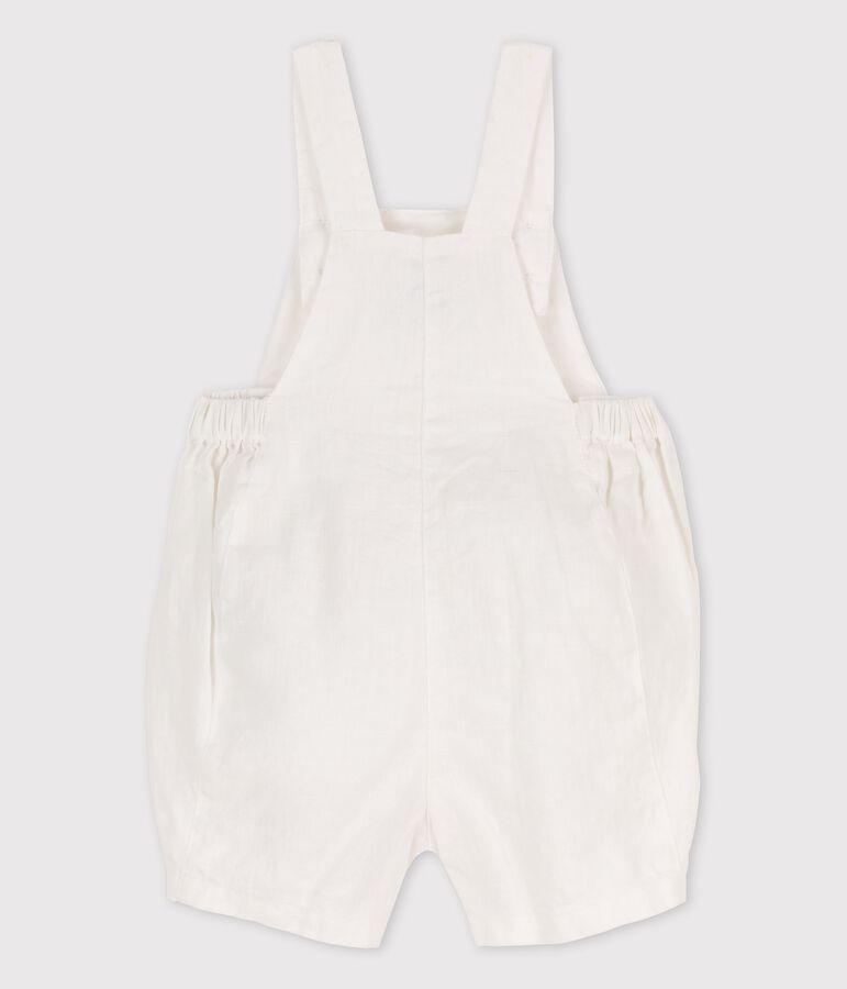 Babies' Linen Dungaree Shorts white