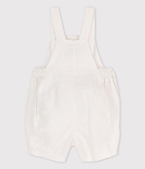 Babies' Linen Dungaree Shorts ECUME white