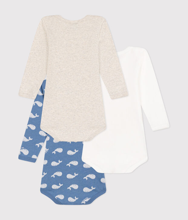 Babies' long-sleeved cotton whale-themed bodysuits - 3-Pack multicolor