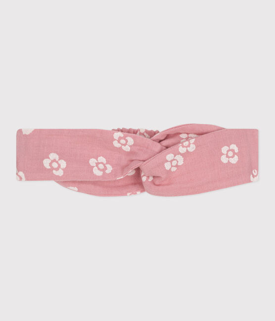 Bandeau bébé en gaze de coton imprimé fleurs CHARME pink/MARSHMALLOW white