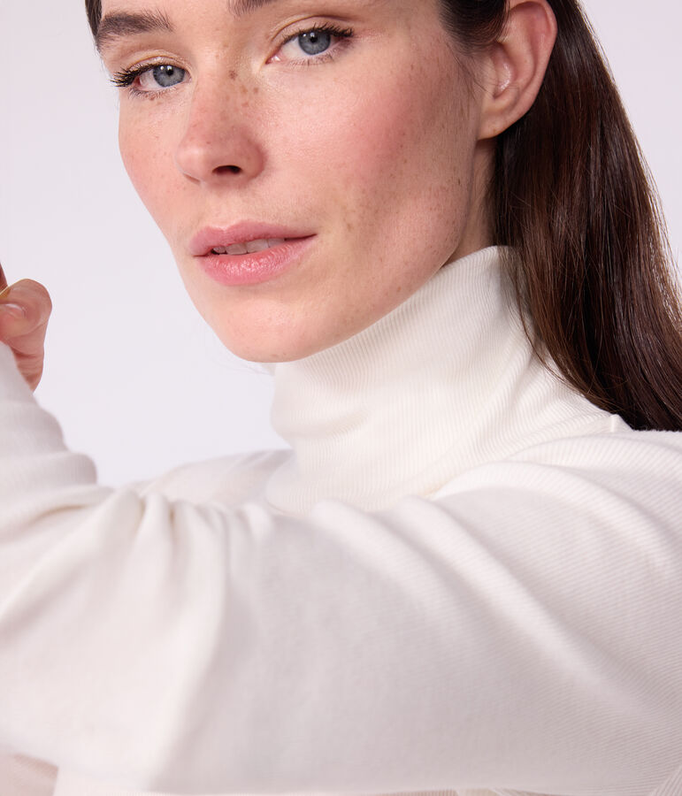 The Iconic rollneck for women in wool and cotton Ecru
