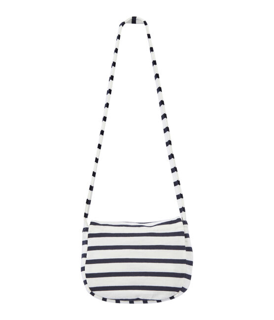 Girl's striped shoulder bag MARSHMALLOW white/SMOKING blue