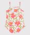 Babies' one-piece swimsuit with ruffles and a flower print. white/multicolor