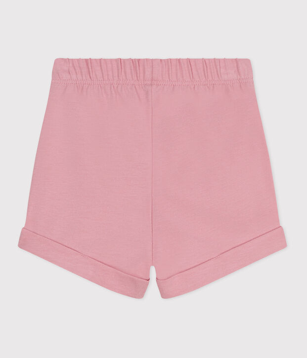 Babies' plain cotton shorts pink
