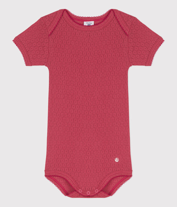 Babies' Short-Sleeved Openwork Bodysuit pink